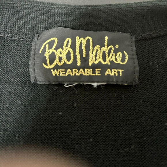 Bob Mackie Wearable Art Cardigan Large Knit Embroidered Pockets - Picture 2 of 10